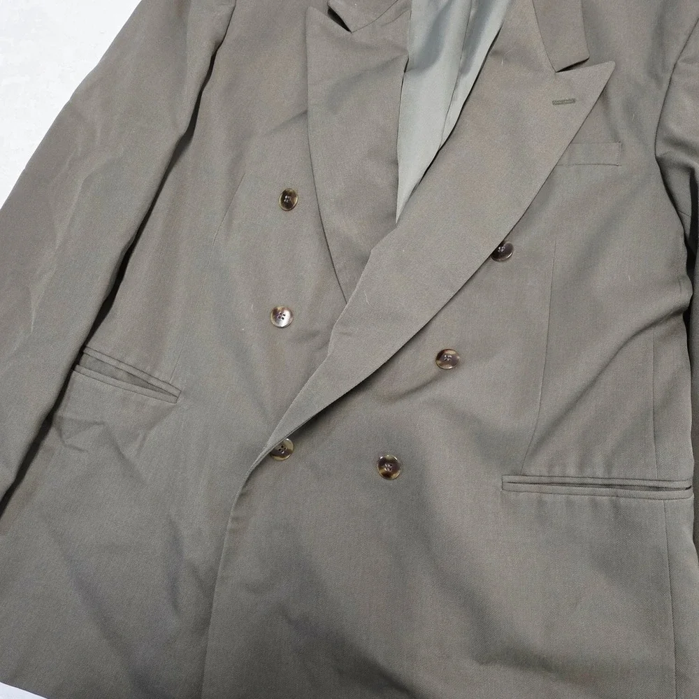 Vintage Raffinati Gold Men Olive Green Double Breasted Blazer Suit Jacket‎ 42R